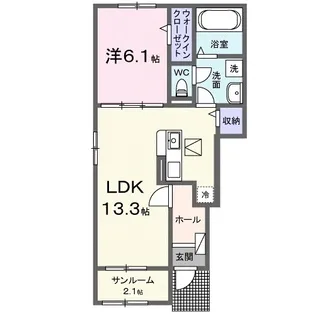 ピュア クロッシュ【101号室】の間取り