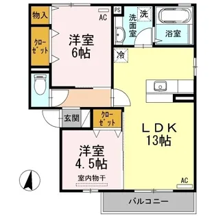 アクイーユ平成台【202号室】の間取り