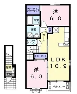 フィールド・サンB【203号室】の間取り