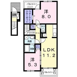 ピュアストリーム B【202号室】の間取り