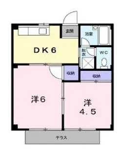 シティハイツ田辺【102号室】の間取り
