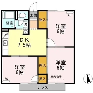 コーポ羽衣 Aグリーン【101号室】の間取り