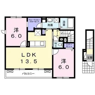 レーヴ ステージ 南蔵王【201号室】の間取り