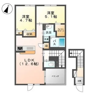 クレール【203号室】の間取り