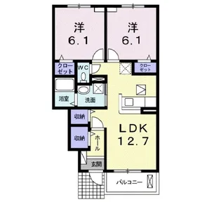 アンソレイユB【102号室】の間取り