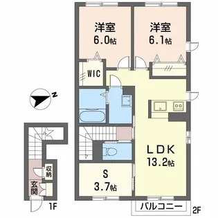 グランドール川口 D棟【203号室】の間取り