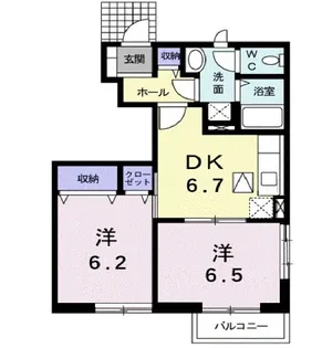 ハイブリッヂハピネス A【101号室】の間取り