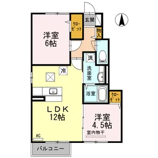 キューブモカ【102号室】の間取り
