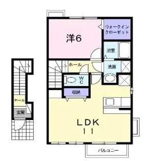 メゾネット アイB【202号室】の間取り