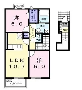 ブルーアステール【202号室】の間取り