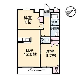 グランマスト多治米 B棟【0303号室】の間取り