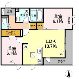 Sejour木之庄Ⅱ【107号室】の間取り
