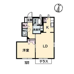 ヴィラシーン神辺 B棟【101号室】の間取り
