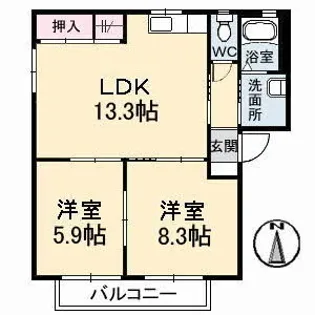 プライム EAST【101号室】の間取り