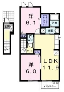 ベーネソプラ A【201号室】の間取り