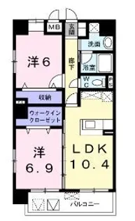 ローズエスペランサ【202号室】の間取り