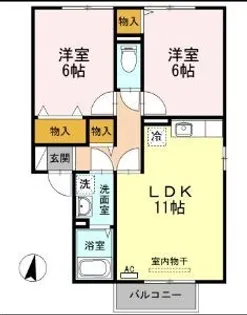 グリーンベルズ D棟【202号室】の間取り