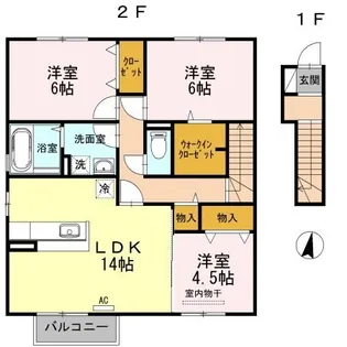 ヴィラ・ラシュレ B棟【201号室】の間取り