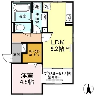 ラフィネ東深津 B棟【102号室】の間取り