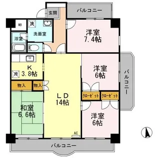 エザンス木之庄Ⅱ【201号室】の間取り