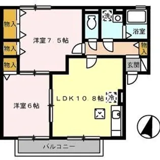 グリーンベルズ A棟【201号室】の間取り