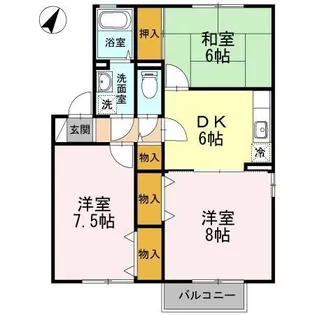 グレイス クレセント B棟【101号室】の間取り