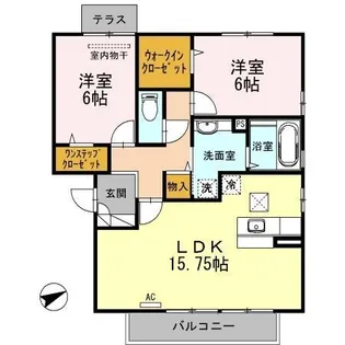 サザンリーフ新涯【202号室】の間取り