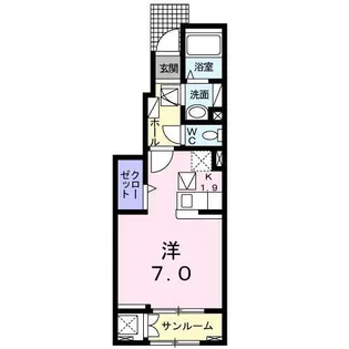 ベルシティ【102号室】の間取り