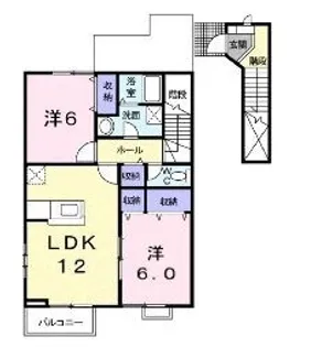 フォンテーヌC【204号室】の間取り