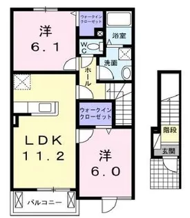 コーポサンスカイB【202号室】の間取り