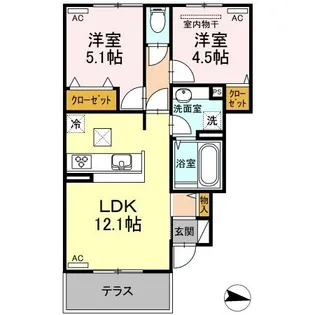 クレア【102号室】の間取り