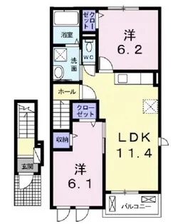 ル・メリディアンD【203号室】の間取り