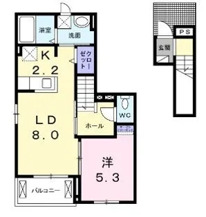 オーリジェール【203号室】の間取り