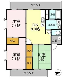リシェスマツイB棟【201号室】の間取り