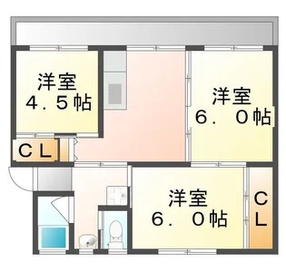 ビレッジハウス大乗2号棟【402号室】の間取り