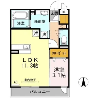 KRANE B棟【305号室】の間取り