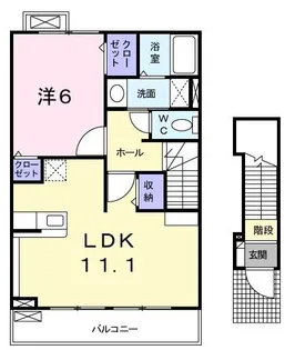 1LDKの間取り画像