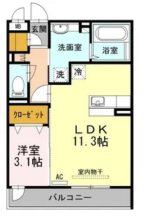 KRANE B棟【303号室】の間取り