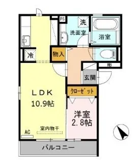 プレンティー引野 B棟【201号室】の間取り