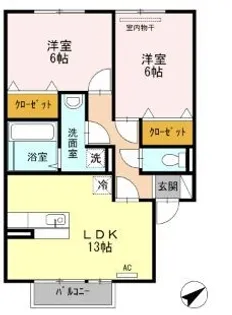 カサグランデ曙 B棟【103号室】の間取り