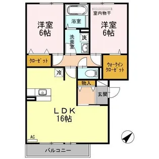 あけぼの6番館やまさ B【303号室】の間取り