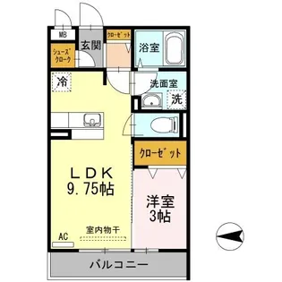 セジュールオッツ南蔵王【203号室】の間取り