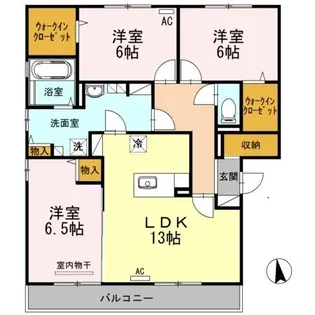 ファミーユ東手城 A棟【101号室】の間取り