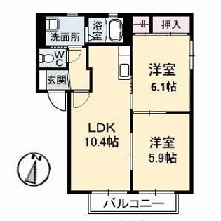 レスポワール小島 B棟【102号室】の間取り