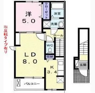 ローズシャトー【201号室】の間取り