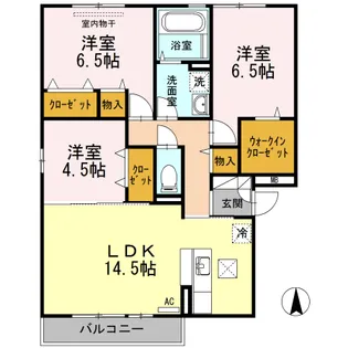 グランドール南手城【101号室】の間取り