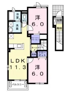 メープルハウス A【203号室】の間取り