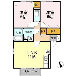 ウィルモア川口【101号室】の間取り
