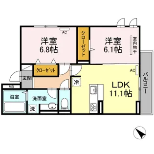 エコール草戸【301号室】の間取り