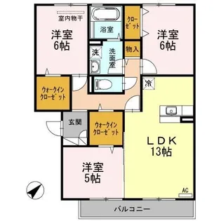 あけぼの6番館やまさ B【202号室】の間取り